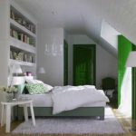 variant of a beautiful design of a bedroom in the attic photo