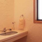 אפשרות של שימוש בגבס דקורטיבי יוצא דופן בחלק הפנימי של צילום האמבטיה