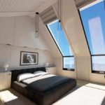 הרעיון של סגנון יוצא דופן של חדר שינה בתמונה בעליית הגג