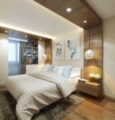An example of a bright bedroom interior of 15 sq.m.