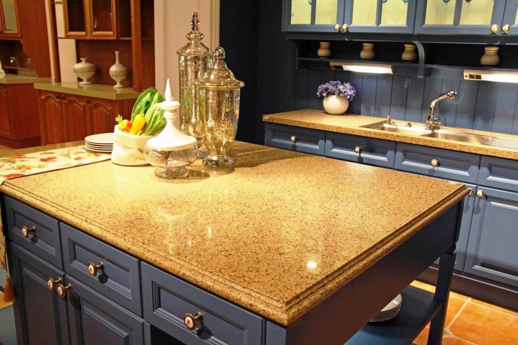 stone countertop in the kitchen