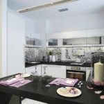 Un exemple d'un salon de cuisine design clair 16 m² photo