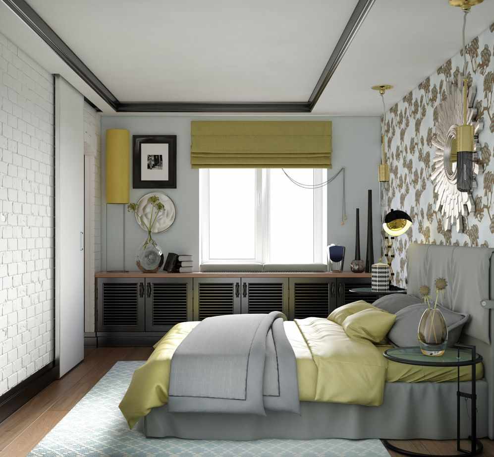 البديل من تصميم جميل لغرفة نوم في خروتشوف