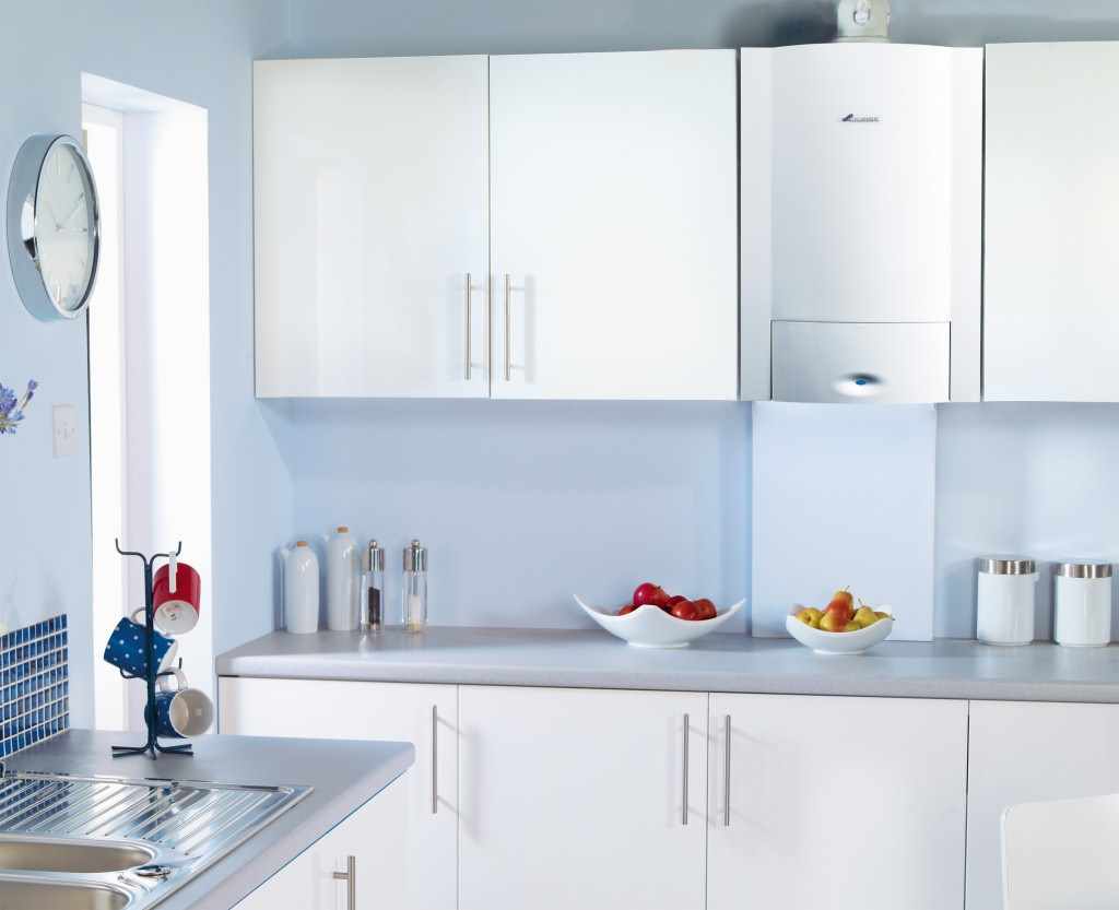 idea of ​​a bright style kitchen with a gas boiler