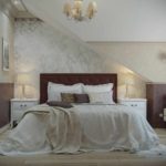 opzione di una decorazione leggera per una camera da letto nella foto dell'attico