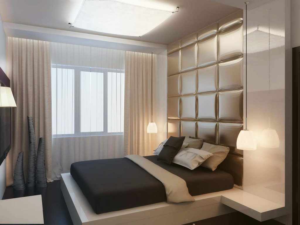 הרעיון של עיצוב חדרי שינה מואר של 15 מ