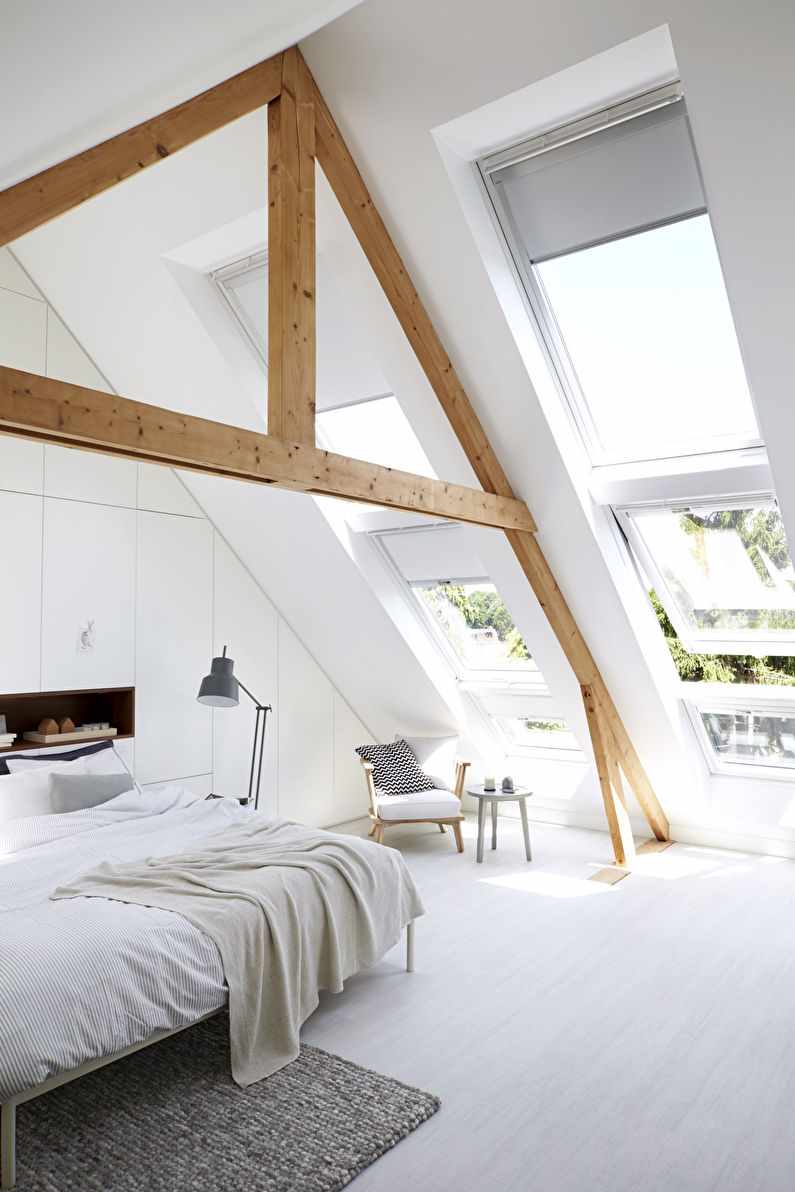 דוגמה לעיצוב יוצא דופן של חדר השינה בעליית הגג