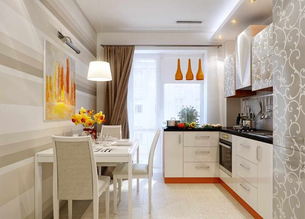 variant svetlého interiéru kuchyne s plynovým kotlom