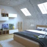 ideea de design luminos al imaginii dormitorului mansardă