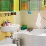 רעיון של עיצוב יוצא דופן של חדר אמבטיה עם תמונת אמבטיה פינתית
