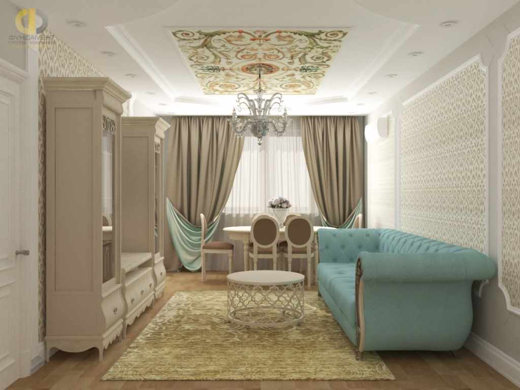 הרעיון של עיצוב יפהפה של הסלון 2018