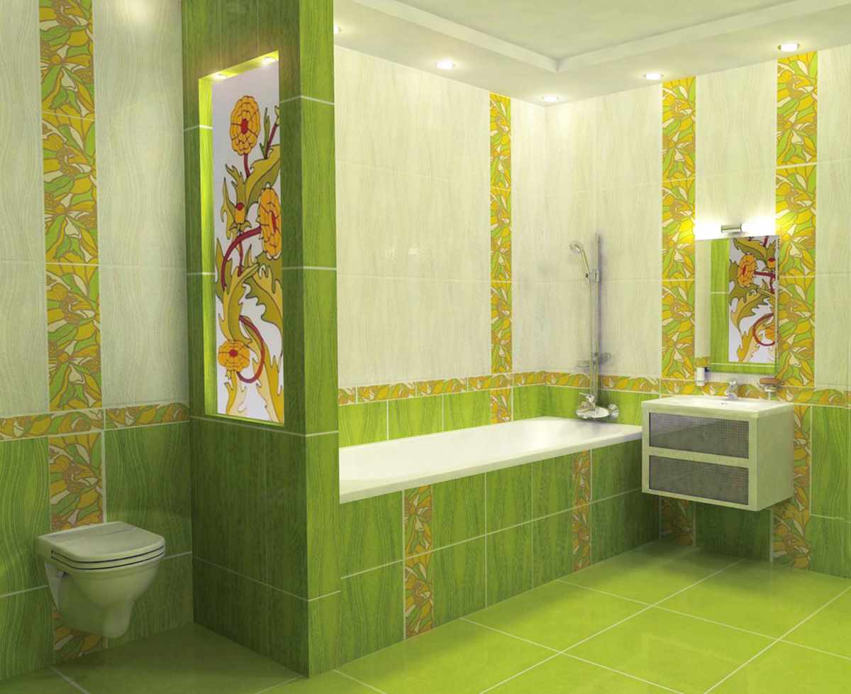 גרסת העיצוב היפה של חדר האמבטיה עם אריחים