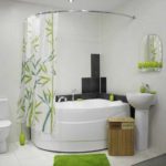 רעיון של תפאורה יוצאת דופן של חדר אמבטיה עם תמונת אמבטיה פינתית