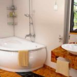 רעיון של חדר אמבטיה בסגנון בהיר עם תמונת אמבטיה פינתית