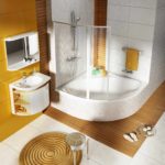 דוגמה לעיצוב יוצא דופן של חדר אמבטיה עם תצלום אמבטיה פינתי