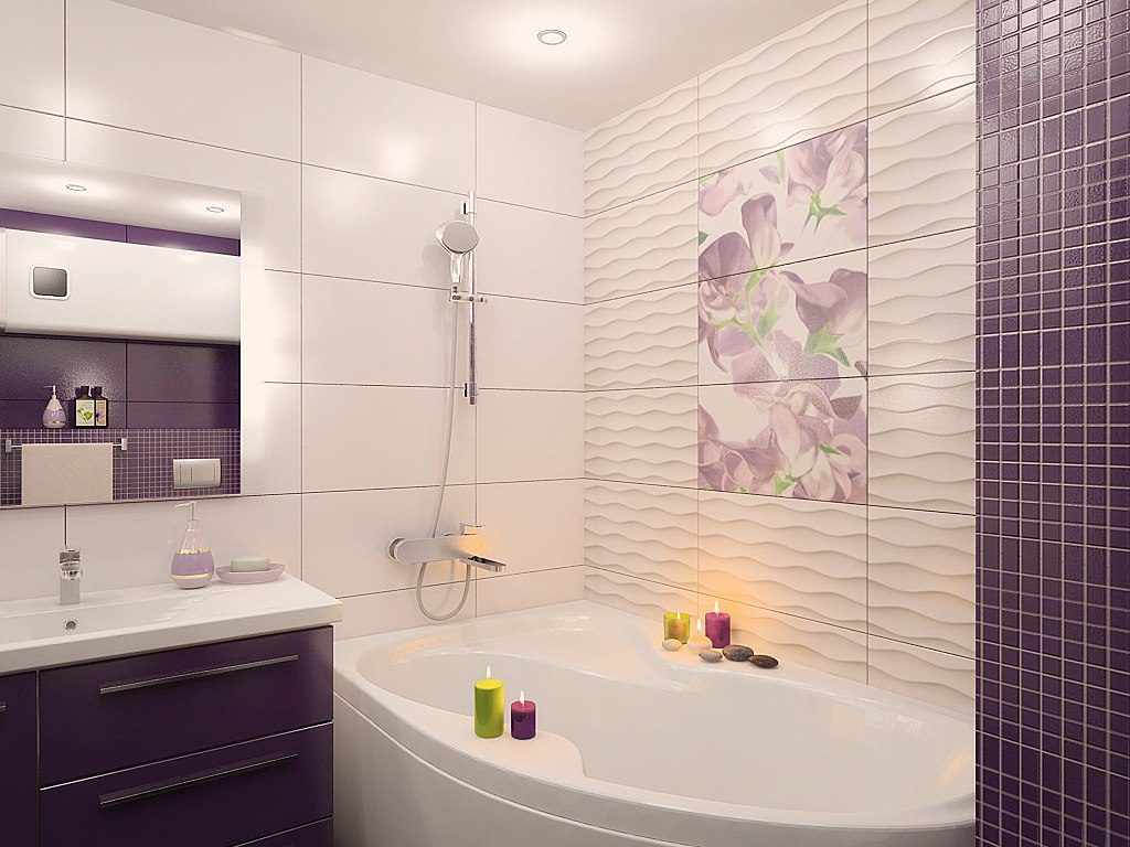 רעיון של עיצוב יוצא דופן של חדר אמבטיה עם אריחים