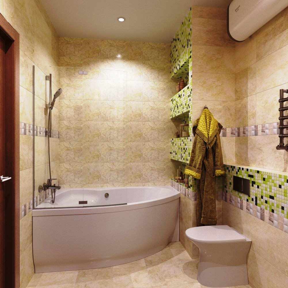 דוגמה לפנים יוצאי דופן של חדר אמבטיה עם אמבטיה פינתית