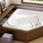 רעיון של חדר אמבטיה בסגנון בהיר עם תצלום אמבטיה פינתי