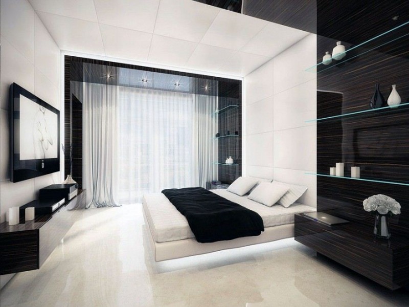 تصميم غرفة النوم بالأبيض والأسود