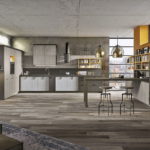 Gray industrial style kitchen design