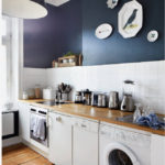 Color azul en el diseño de la cocina.