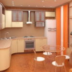 ผ้าม่านสีส้มในการออกแบบห้องครัวที่ทันสมัย