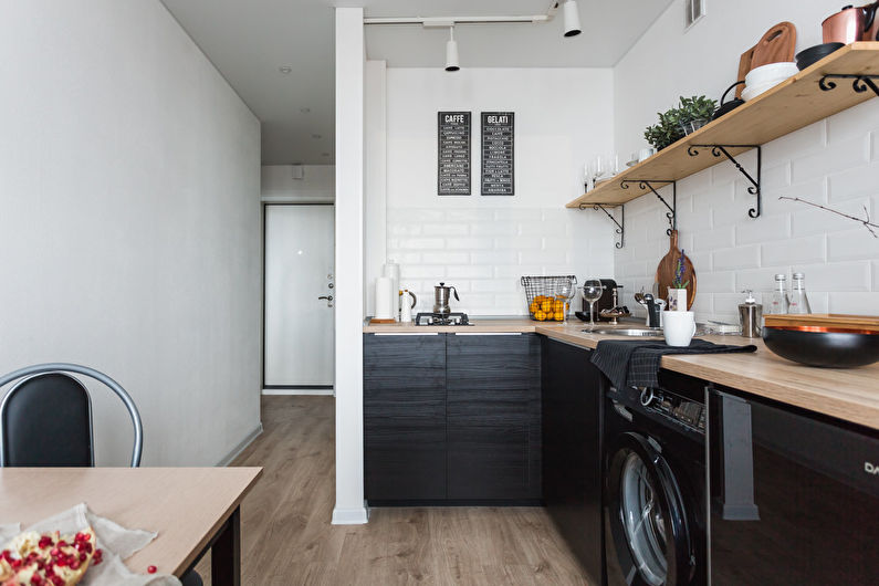 Conception de cuisine de style scandinave noir et blanc