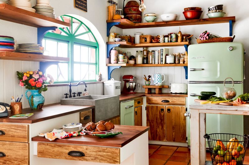 Wooden furniture in the interior of the kitchen with an area of ​​10 square meters