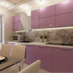 Lilac facades of kitchen furniture