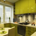 Grüne Küche mit Acrylfassaden
