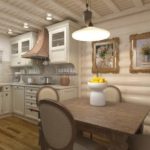 Classic wooden kitchen in milk color