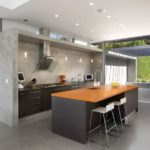 Concrete in the interior of the kitchen space