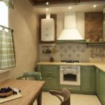 Nijanse zelene boje u unutrašnjosti male kuhinje