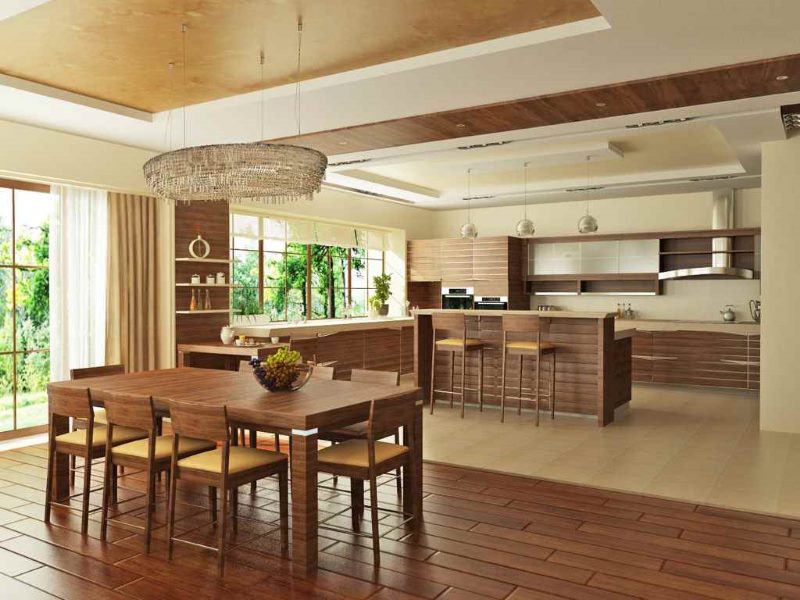 The use of wood in the decoration of the kitchen