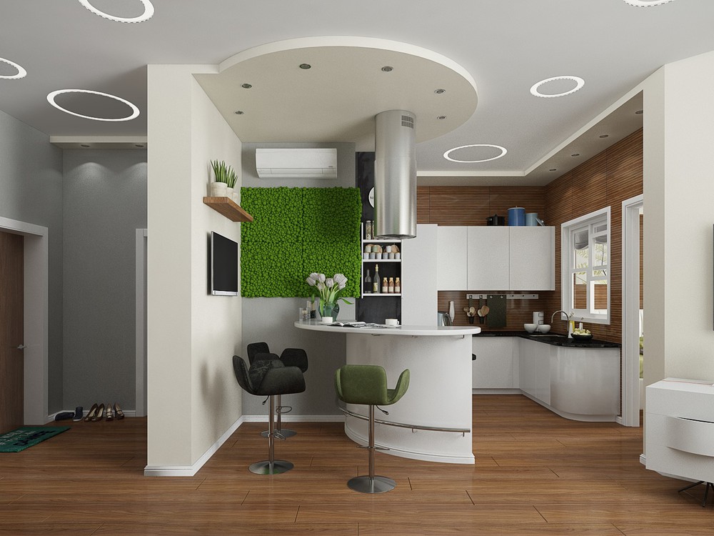 Interiérový design kuchyně s prvky bioniky stylu