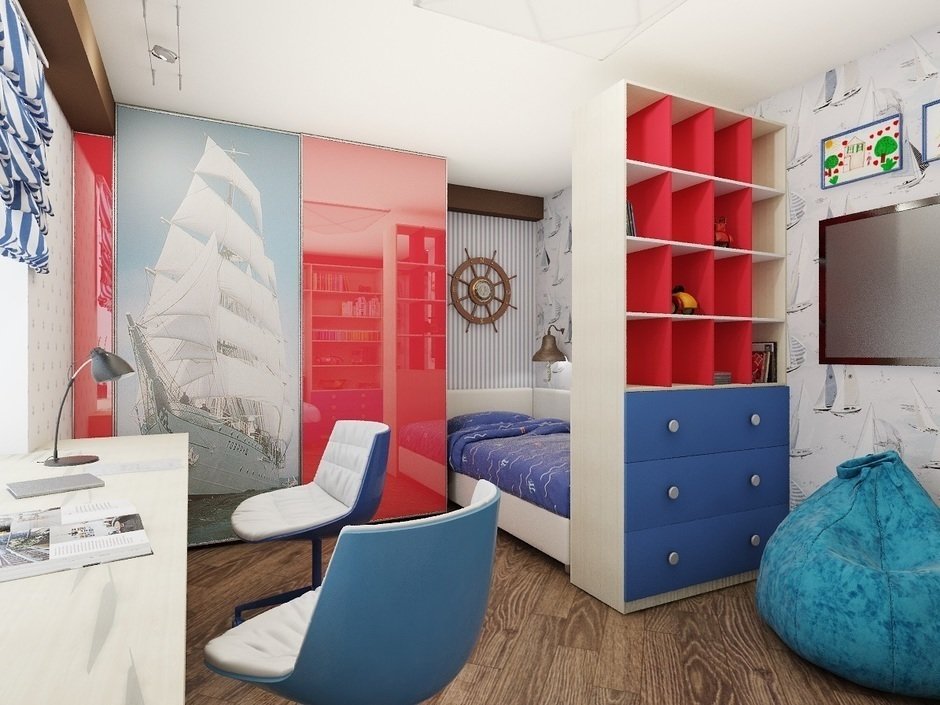 تصميم غرفة للأطفال تحت عنوان بحري