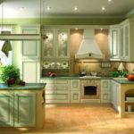 Modern olive-colored kitchen with Provencal atmosphere