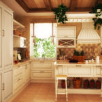 Cucina luminosa, spaziosa, in stile rustico