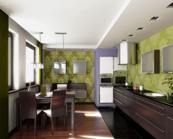 Tapet verde în bucătărie