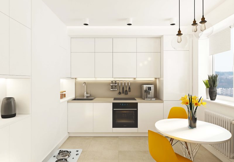Design minimalista de cozinha branca