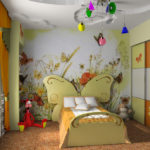 מנורות רב צבעוניות על תקרת חדר הילדים