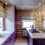 Cozinha moderna em uma casa de madeira