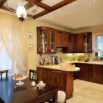 Classic kitchen with wooden furniture