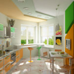 Narančasta boja u unutrašnjosti kuhinje