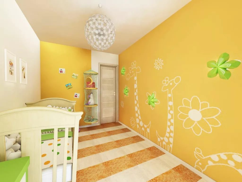 קירות צהובים בחדר ילדים