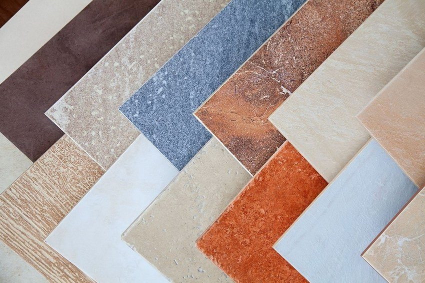 Samples of ceramic tiles for the kitchen floor