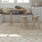 Tiled floor wood furniture