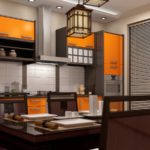 Fachadas de cozinha em estilo japonês laranja