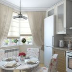Projeto de cozinha retangular com janela de sacada
