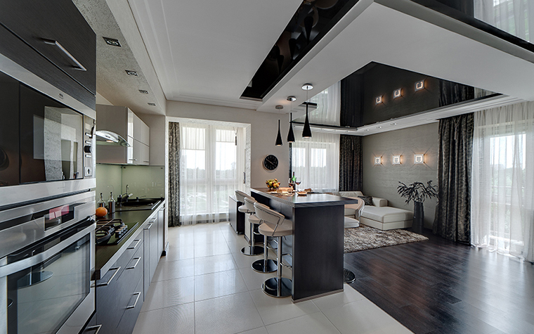 Reka bentuk dapur berteknologi tinggi dengan lantai seramik